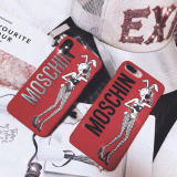 モスキーノ iPhone x/8Plus保護カバー ブランド Moschino アイフォン 6s/7plusケース うさぎの女の子画像付き 可愛いジャケットケース