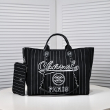 追跡付シャネル(Chanel)2023 新しいビーチバッグデニムバッグ女性のショルダーポータブルショッピングバッグ大容量ママファッションシンプルなチェーンバッグ