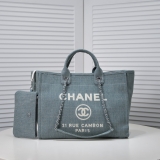 入手困難シャネル(Chanel)2023 新しいビーチバッグデニムバッグ女性のショルダーポータブルショッピングバッグ大容量ママファッションシンプルなチェーンバッグ