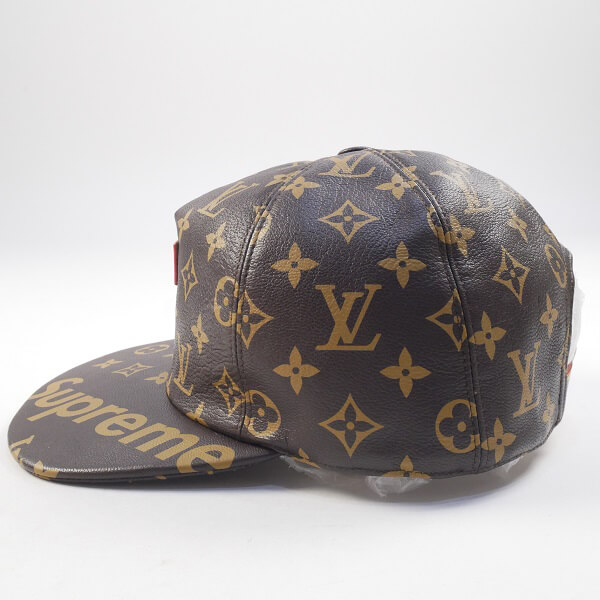 人気話題コラボ！シュプリーム×ルイヴィトン コピー 5-Panel Hat モノグラム柄レザーキャップ 茶 Size【フリー】【スーパーコピー】