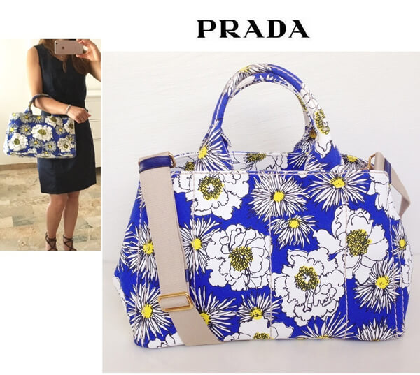 国内即納☆可愛い花柄♪《PRADA》プラダスーパーコピー CANAPA 2WAY トートバッグ (M) B2642B