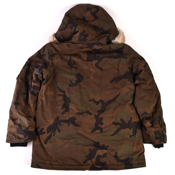 17AW × シュプリーム　Jacquard Denim N-3B Parka　ダウンジャケット　カモフラ ファーコート　ルイヴィトン×シュプリーム