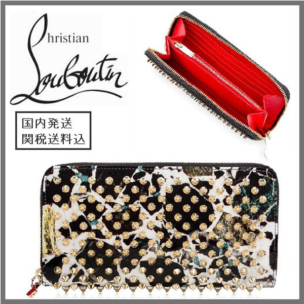 ★ルブタン★関税送料込★スタッズ スパイク長財布★黒&白