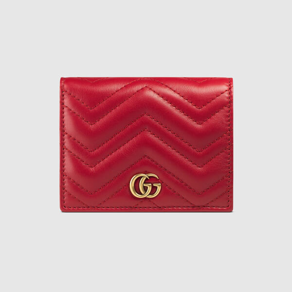 2017新作*グッチ スーパーコピー* GGマーモント カードケース 折り畳み財布☆443125 DRW1T 6433 pelle rosso scuro