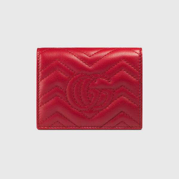 2017新作*グッチ スーパーコピー* GGマーモント カードケース 折り畳み財布☆443125 DRW1T 6433 pelle rosso scuro