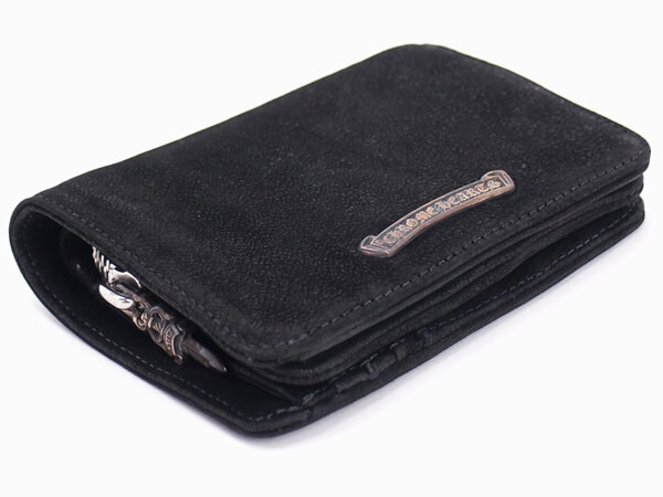 [N級品]クロムハーツ ミドル 財布 折りたたみ レザー ロゴ CH763839098043