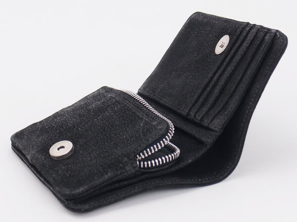 [N級品]クロムハーツ ミドル 財布 折りたたみ レザー ロゴ CH763839098043