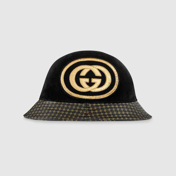 2018新作限定 グッチスーパーコピー グッチ×DapperDan コラボ GGレザーハット ブラック