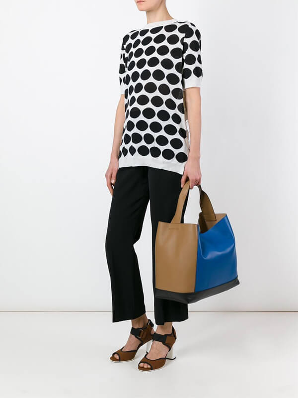 2018SS☆MARNI☆Pod マルニコピー カラーブロックトートバッグ ブルー&ヌード