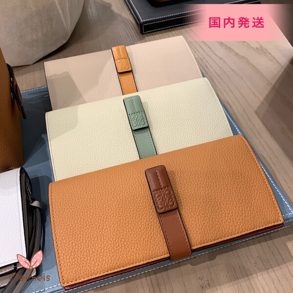 ロエベ 財布 偽物 Large Vertical*バイカラーレザー縦型長財布☆124.12.S40
