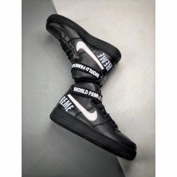 シュプリーム x ナイキ スニーカー スーパーコピー Air Force 1 High "World Famous Black" 698696-010