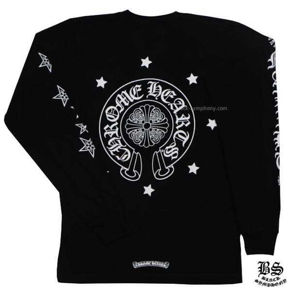 2020年春夏新作 クロムハーツ ロングTシャツ 偽物 ホースシュー&スター ブラック