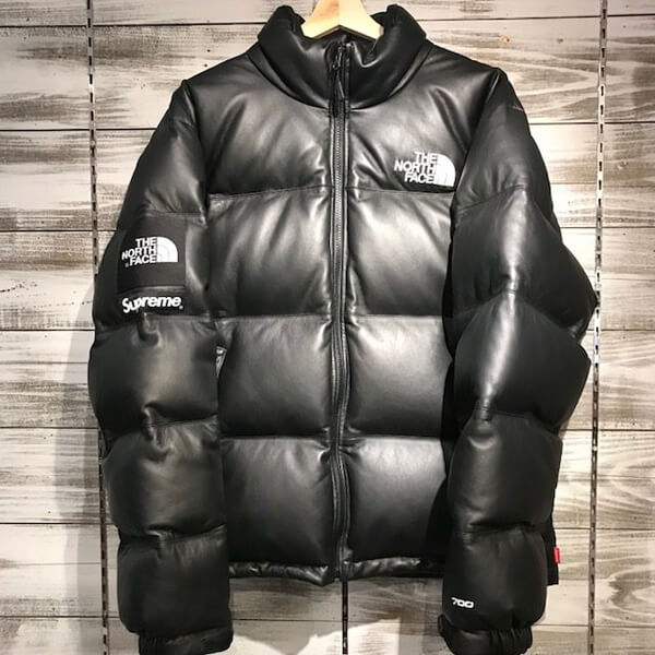 ノースフェイス シュプリーム 偽物 ダウンジャケット Leather Nuptse Jacket