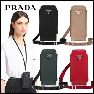 PRADA/プラダ サフィアーノレザー ストラップ付スマホケース 1ZT019_QHH