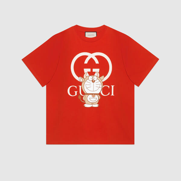 DORAEMON x グッチ オーバーサイズ Tシャツコピー 616036 XJDEY 9791