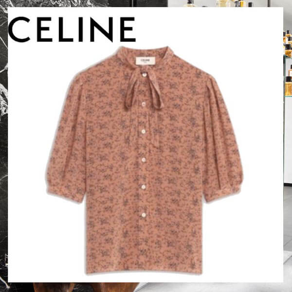 <新作21SS> 花柄バルーンスリーブ ボウブラウスコピー●セリーヌ●2B243301M.25PL