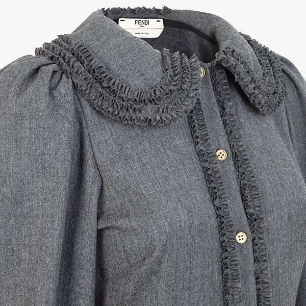 20AW フェンディ 偽物 グレー フランネル ドレス ワンピース