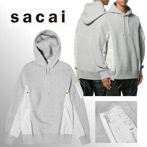 【Sacai】人気!オーバーサイズ グレー パーカー 偽物 SCM033381