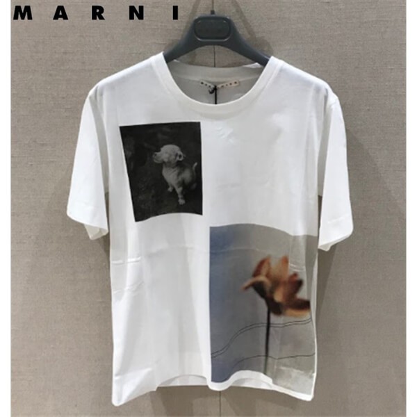 注目度抜群!コットン クルーネック プリントTシャツ【マルニ】