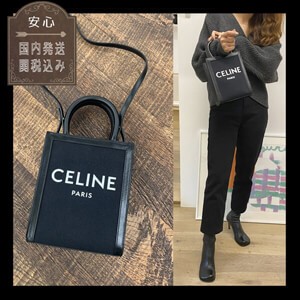 【人気商品】セリーヌ*ミニバーティカル 偽物キャンバスショルダーバッグ*ブラック