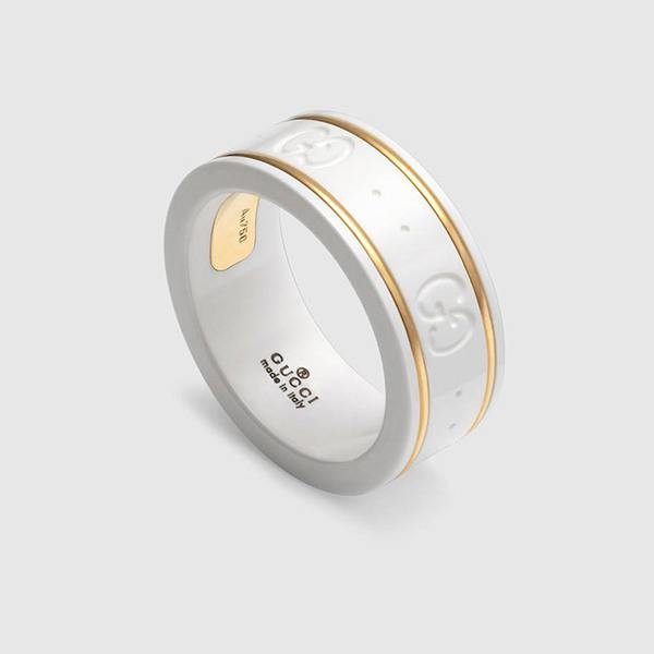 グッチ 偽物 18K ゴールド ライン GGパターン アイコン リング 2色 gucci7305