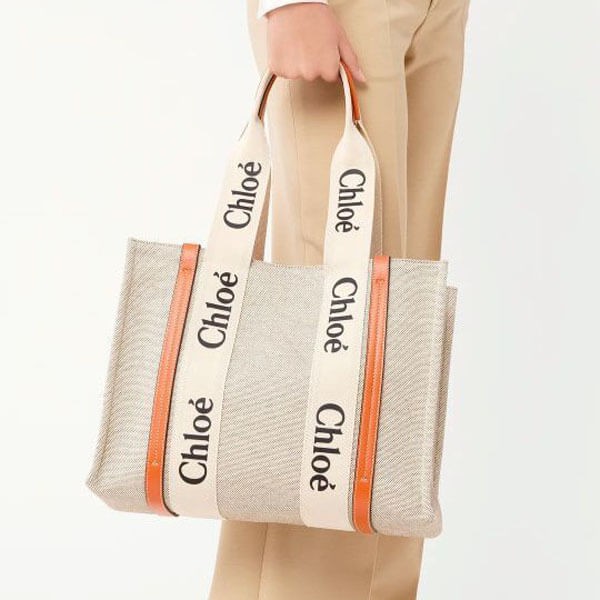 2024人気最新作！クロエ woody 偽物◇chloe トートバッグ 偽物◇キャンバス＆レザーCHC21US383E6691J