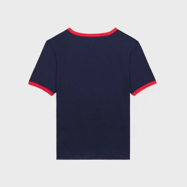 セリーヌ◆サントロペ コットンジャージーTシャツ パロディ ネイビーレッド 2X774671Q07CR