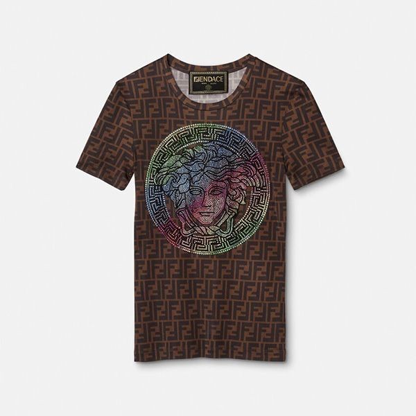 新作[フェンディ×ヴェルサーチェ]T-SHIRT FF FENDACフェンダTシャツ コピー 1005179-1A00769_2B070