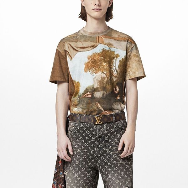 おすすめルイヴィトン Tシャツ 偽物 プリントCOURBET 1AAGOL