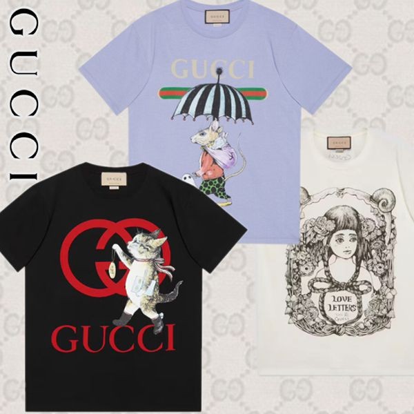 日本限定!ヒグチユウコ グッチ 偽物★コットン Tシャツ★即納