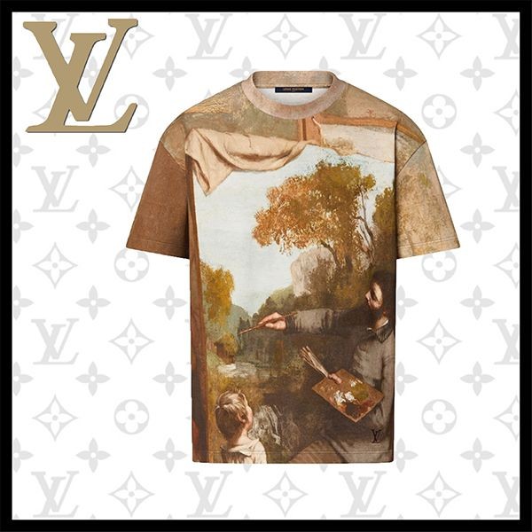 おすすめルイヴィトン Tシャツ 偽物 プリントCOURBET 1AAGOL