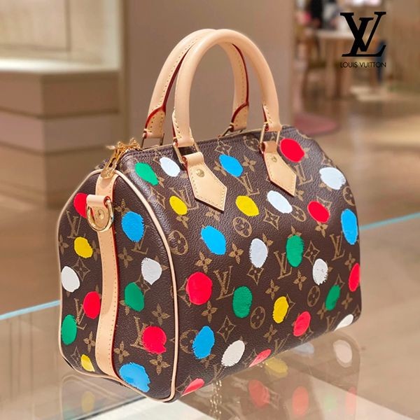 LV × YK 偽物 草間彌生 コラボ スピーディー 25 ショルダーバッグ M46433