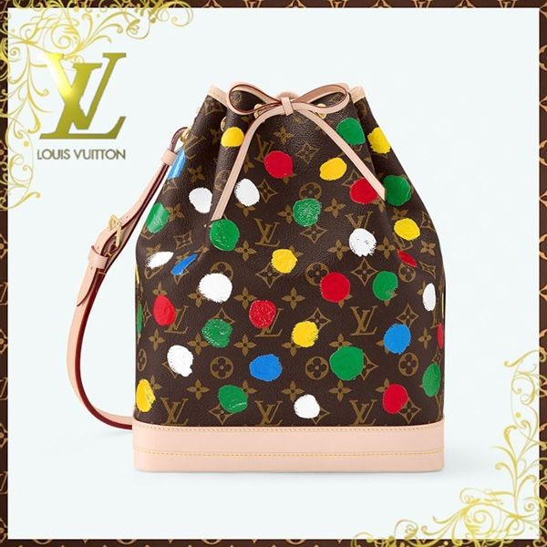 お早めに★LV × YK 草間彌生 コラボ ノエ バケツバッグ 偽物 モノグラム ドット M46394