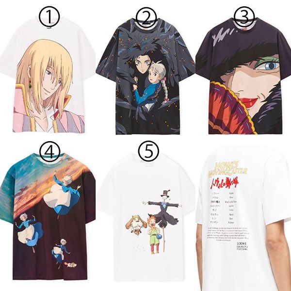 アニメ コラボ 服 2023 ロエベ Tシャツ 偽物ハウルの動く城 ヒン 荒地の魔女 ハウル Tシャツ