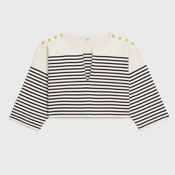 注目商品!海外限定品 セリーヌ ストライプ コピー オープンネック セーター