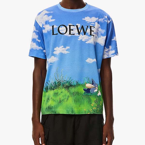 アニメ コラボ 服 2023 ロエベ ×となりのトトロ ランドスケープ トトロ Tシャツ コピー