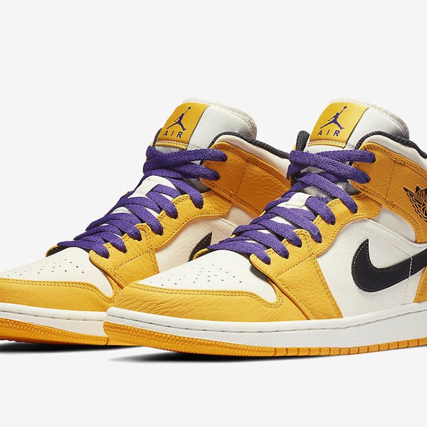 ナイキ Air Jordan 1 偽物 Mid SE "Lakers" Gold SS 19 852542-700