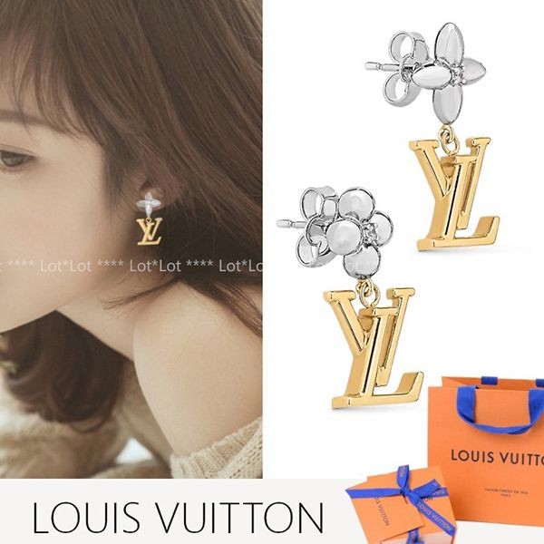 ルイヴィトン ピアス スーパーコピー LVロゴ＆フラワー バイカラー M01287