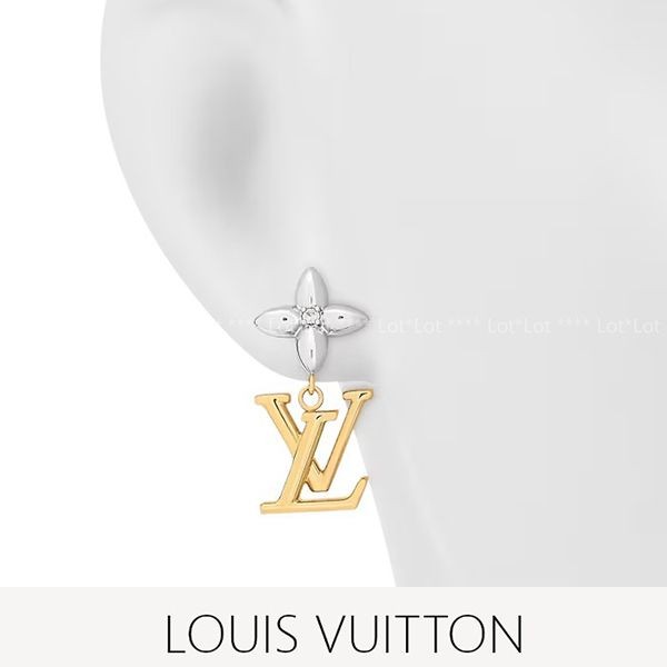 ルイヴィトン ピアス スーパーコピー LVロゴ＆フラワー バイカラー M01287