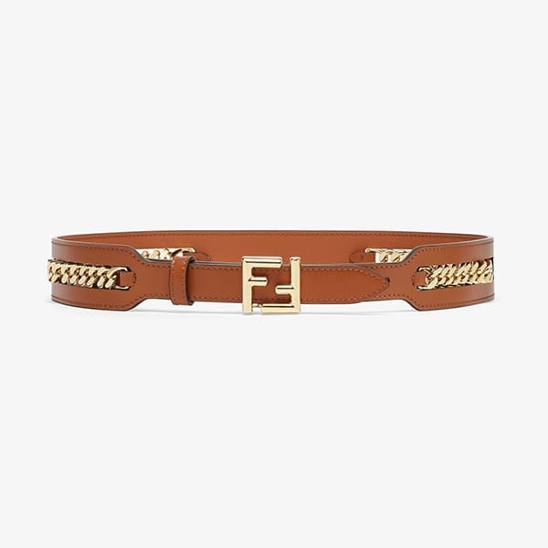 フェンディ 偽物 チェーンディテール付き FF レザーベルト 2色 8C0700AP9TF1C6J
