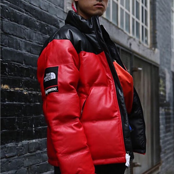 シュプリーム north face 偽物 シュプリーム ノースフェイス ダウン ヌプシ 偽物 レザーダウンジャケット 3色