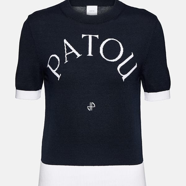 パトゥ スーパーコピー ジャガード コットン ロゴ 半袖Tシャツ 2色