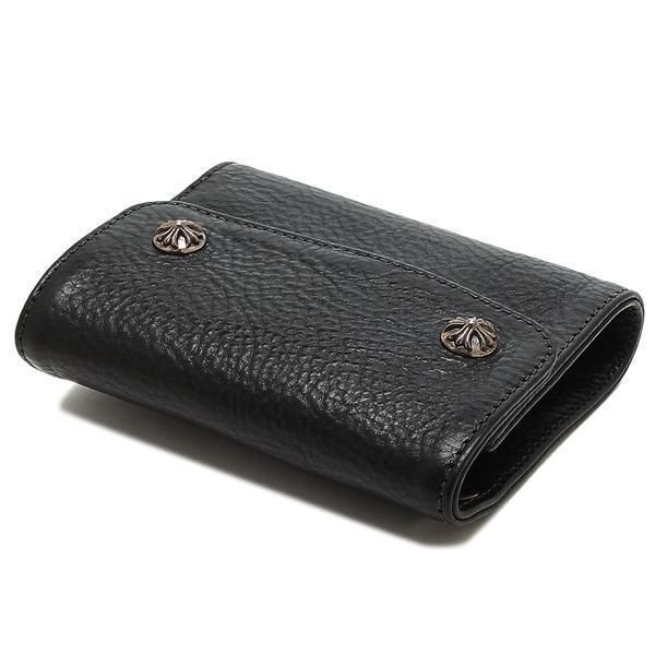 クロムハーツ N級品 三つ折り財布 ブラック メンズ 116538 ウェーブ ミニ財布