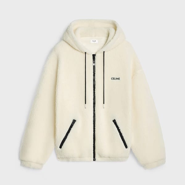 セリーヌ 偽物 ロゴ刺繍入り ジップアップ ルーズフードジャケット 2Y905699M-01OB