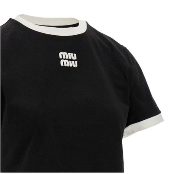 人気 ミュウミュウ tシャツ 偽物 コットン ロゴ Tシャツ 2色 MJN52314