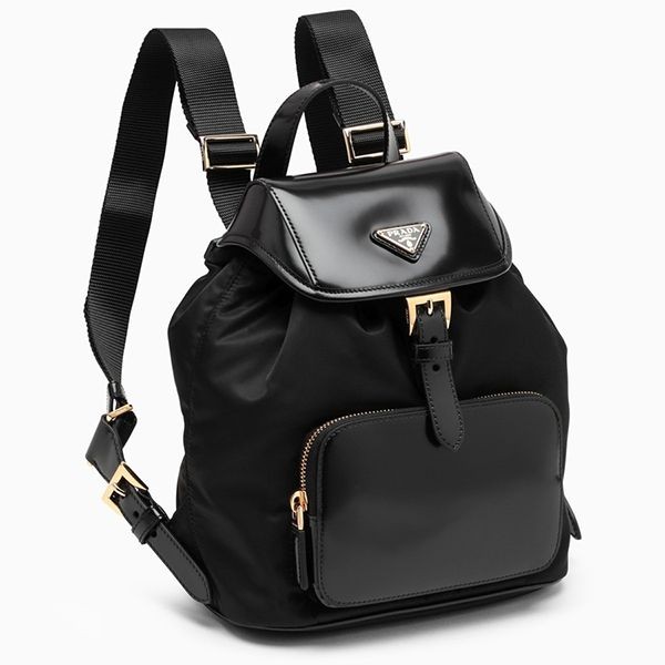 [プラダ]ブラック リナイロン N級品and leather バックパック1BZ074