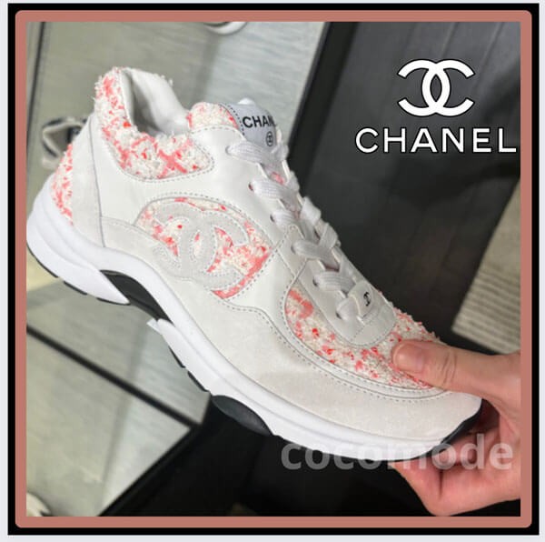 新作★CHANEL ツイード スエード カーフ ブルー スニーカー G38299