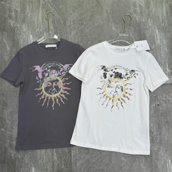 ディオール 太陽 ロゴ入り コットン Tシャツ パチモン 2色 423T23C4528_X9888
