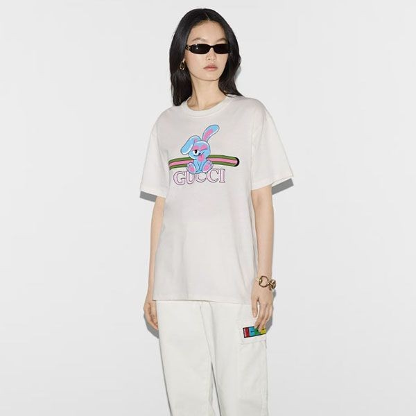 グッチ プリント コットンジャージー Tシャツ 激安 776596 XJGHQ 9095