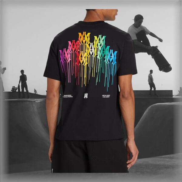 LA発ブランド【アミリTシャツ偽物】限定 ドリップロゴ クルーネック Tシャツ